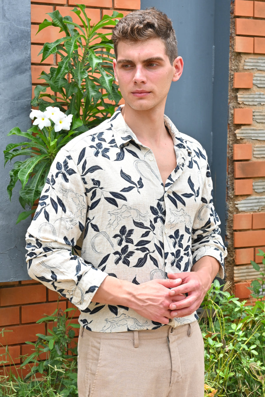 Cador - Viscose Linen Printed Shirt - Natural