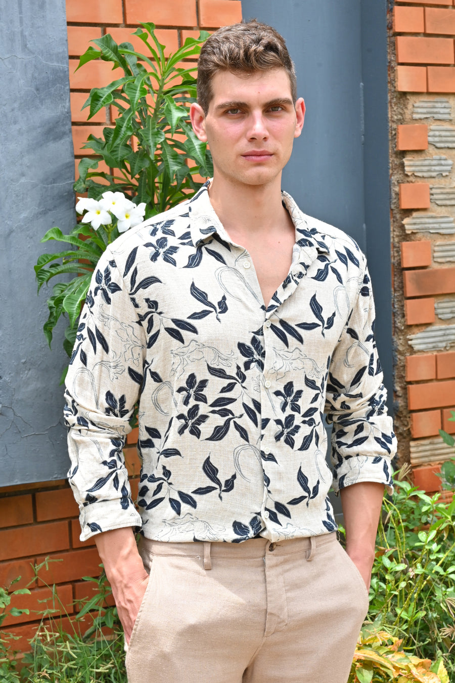 Cador - Viscose Linen Printed Shirt - Natural