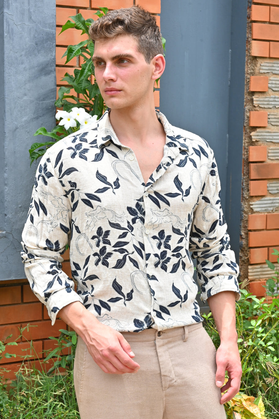 Cador - Viscose Linen Printed Shirt - Natural