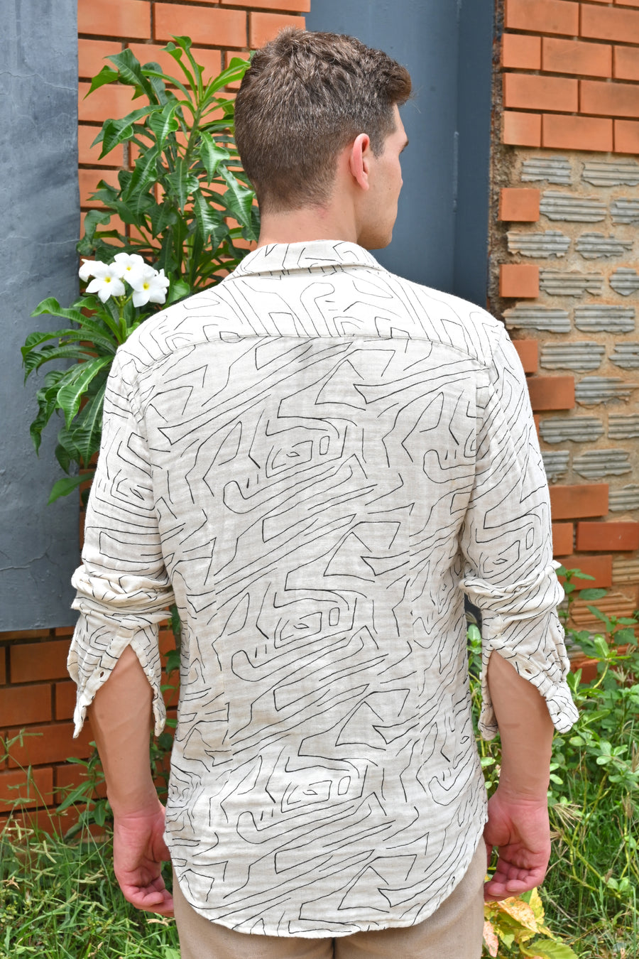 Barak - Double Layered Printed Shirt - Off White