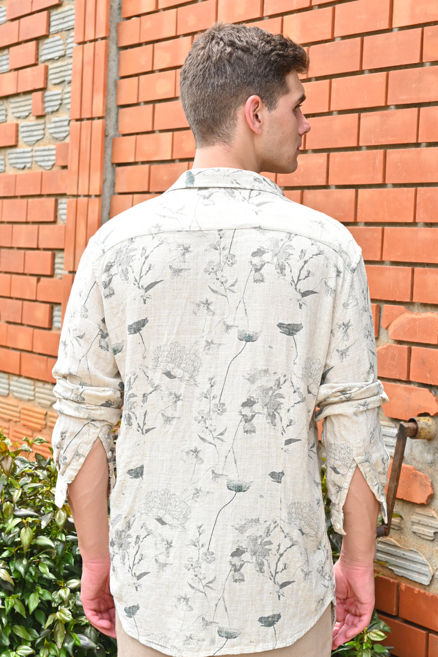 Island - Viscose Linen Printed Shirt - Natural