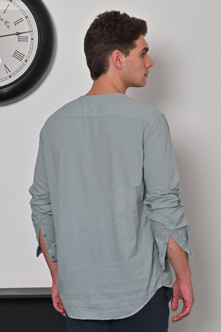 Emerland - Seersucker Solid Kurta Shirt - Pista