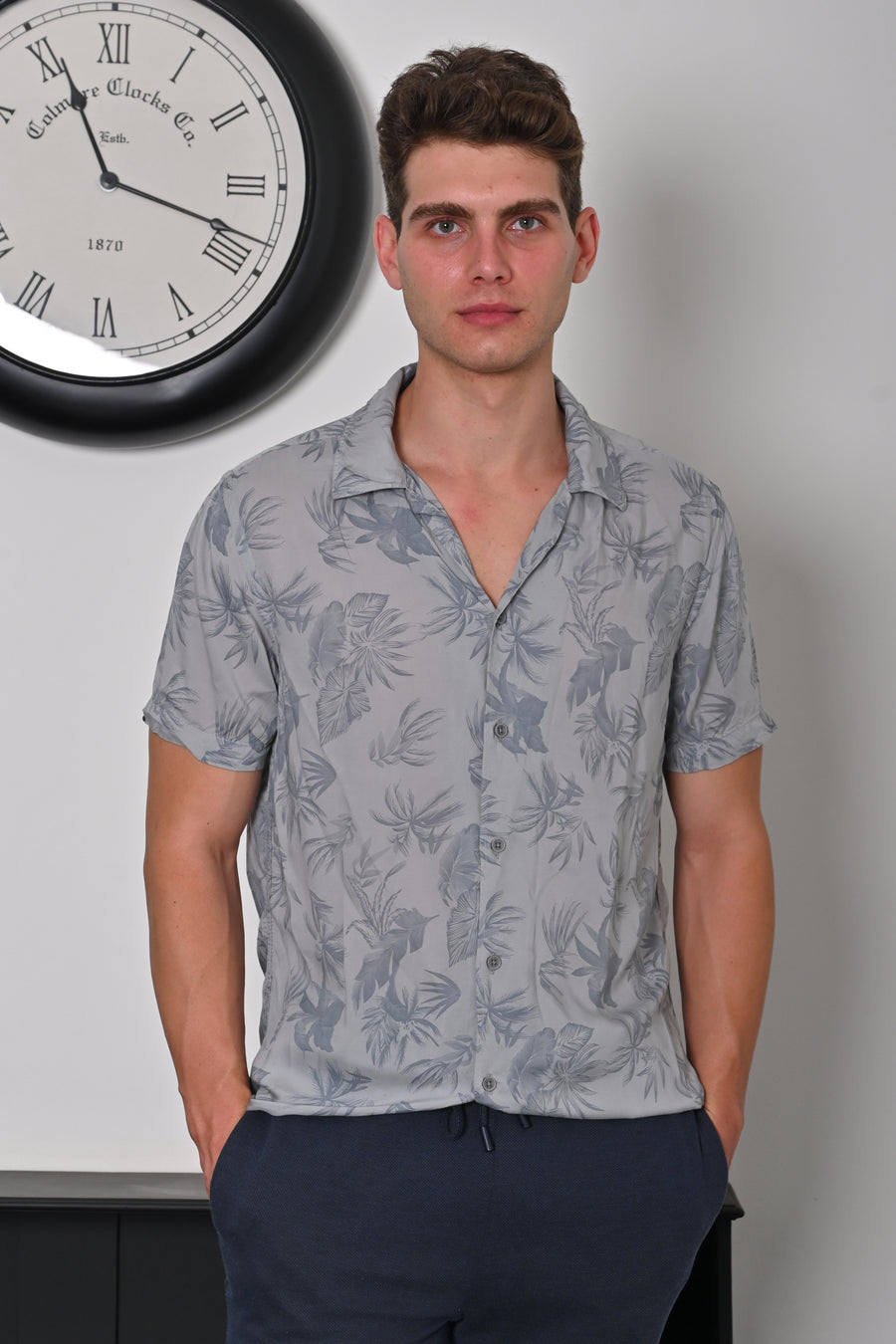 Rado - Cotton Printed Shirt - Lt Grey