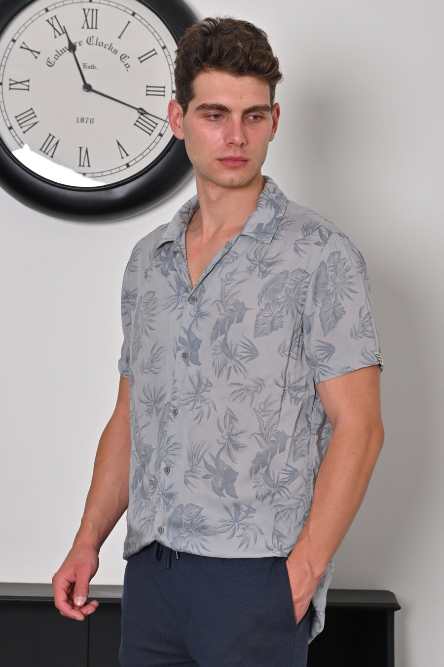 Rado - Cotton Printed Shirt - Lt Grey