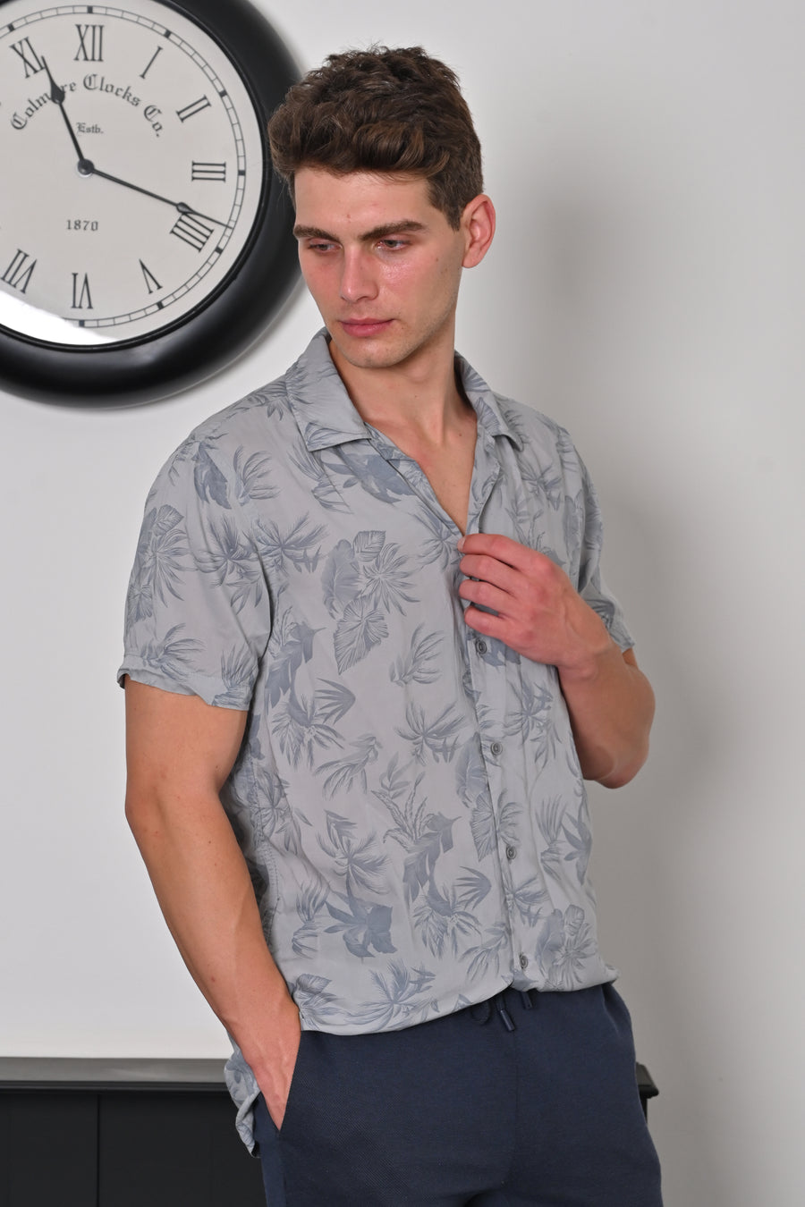 Rado - Cotton Printed Shirt - Lt Grey