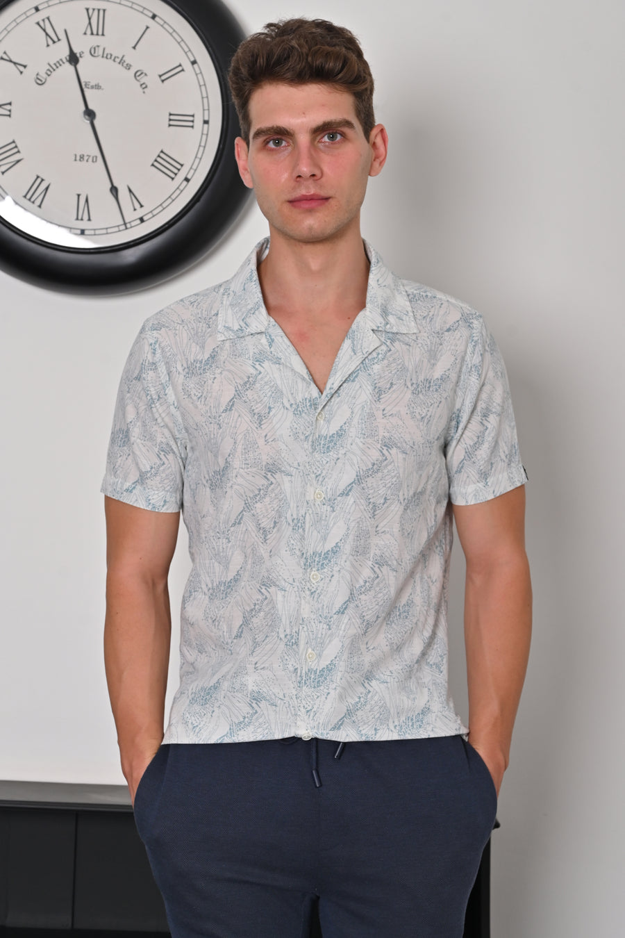 Astrid - Linen Printed Shirt - Blue