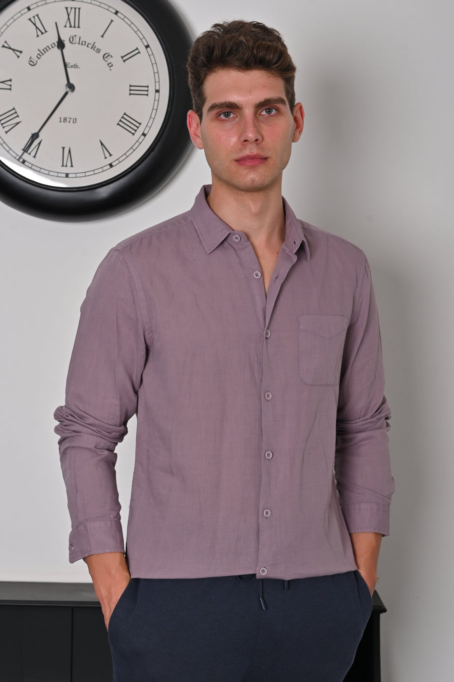 Champion - Cotton Linen Solid Shirt - Purple