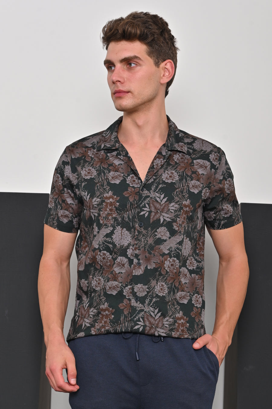 Landra - Cotton Floral Printed Shirt - Green