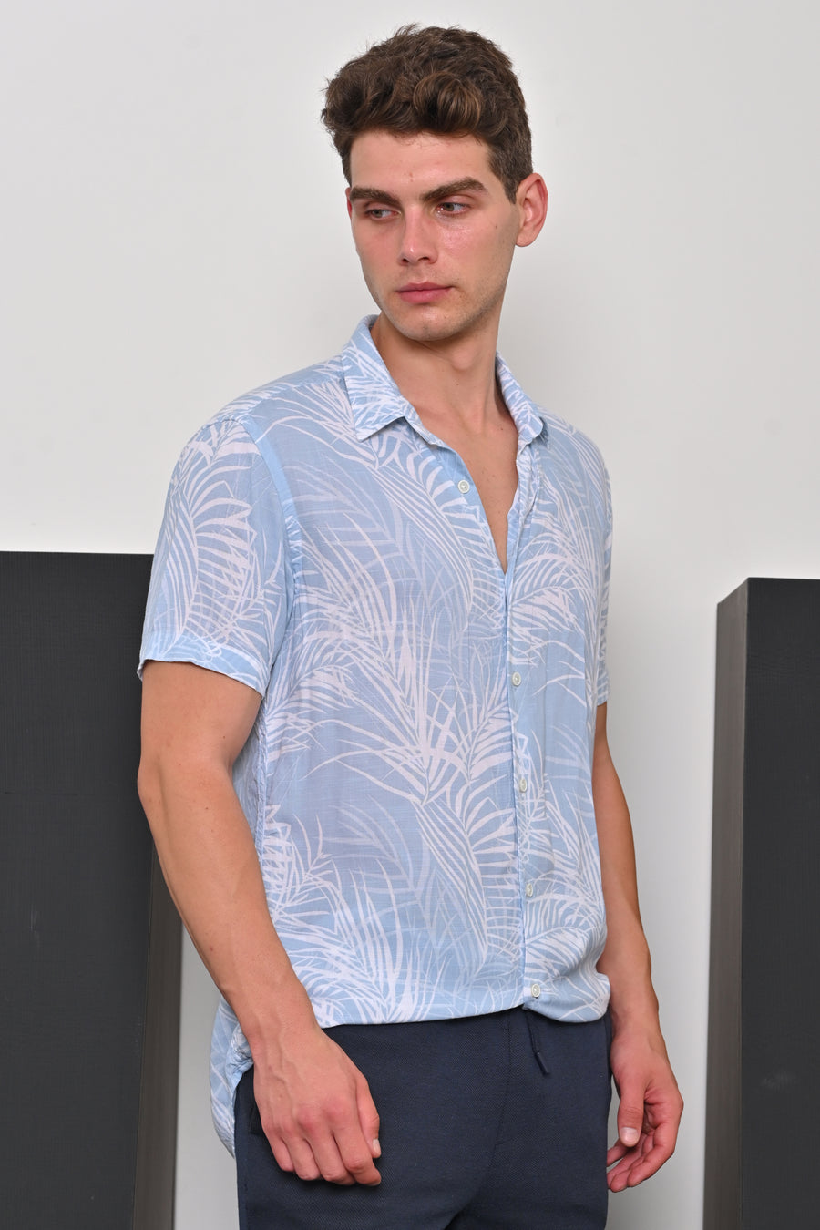 Cabel - Viscose Printed Shirt - Blue