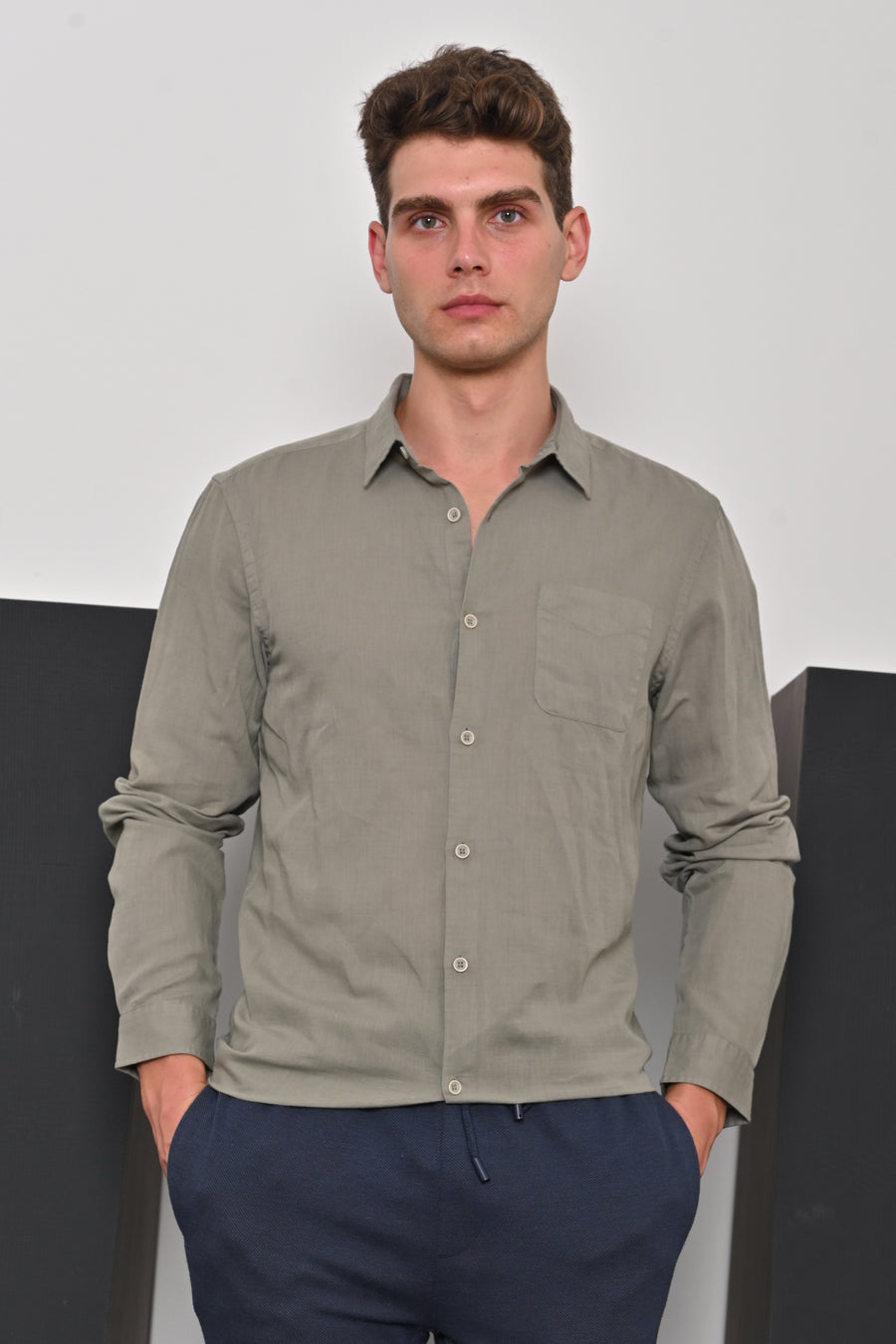 Champion - Cotton Linen Solid Shirt - Pista