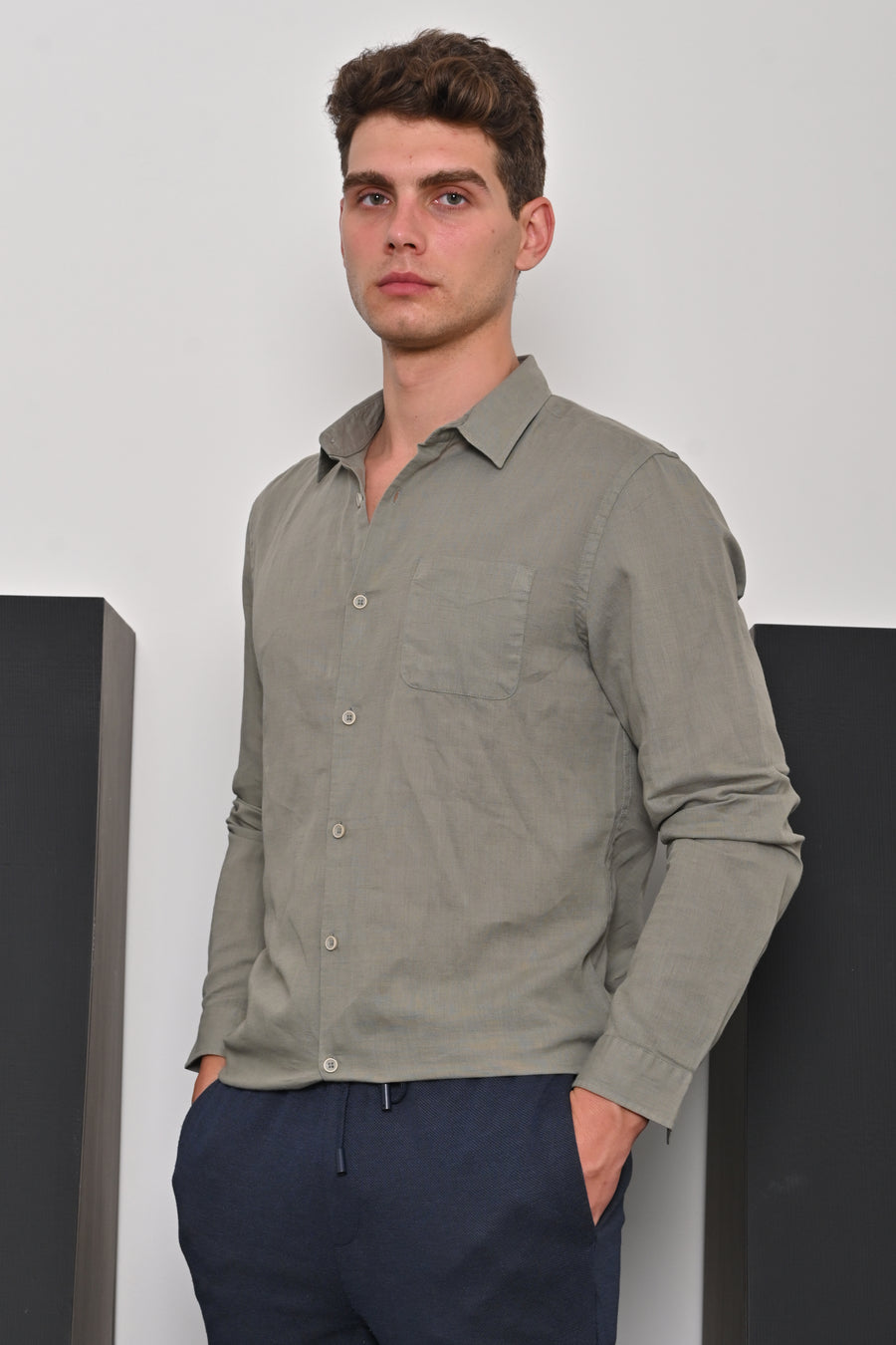 Champion - Cotton Linen Solid Shirt - Pista