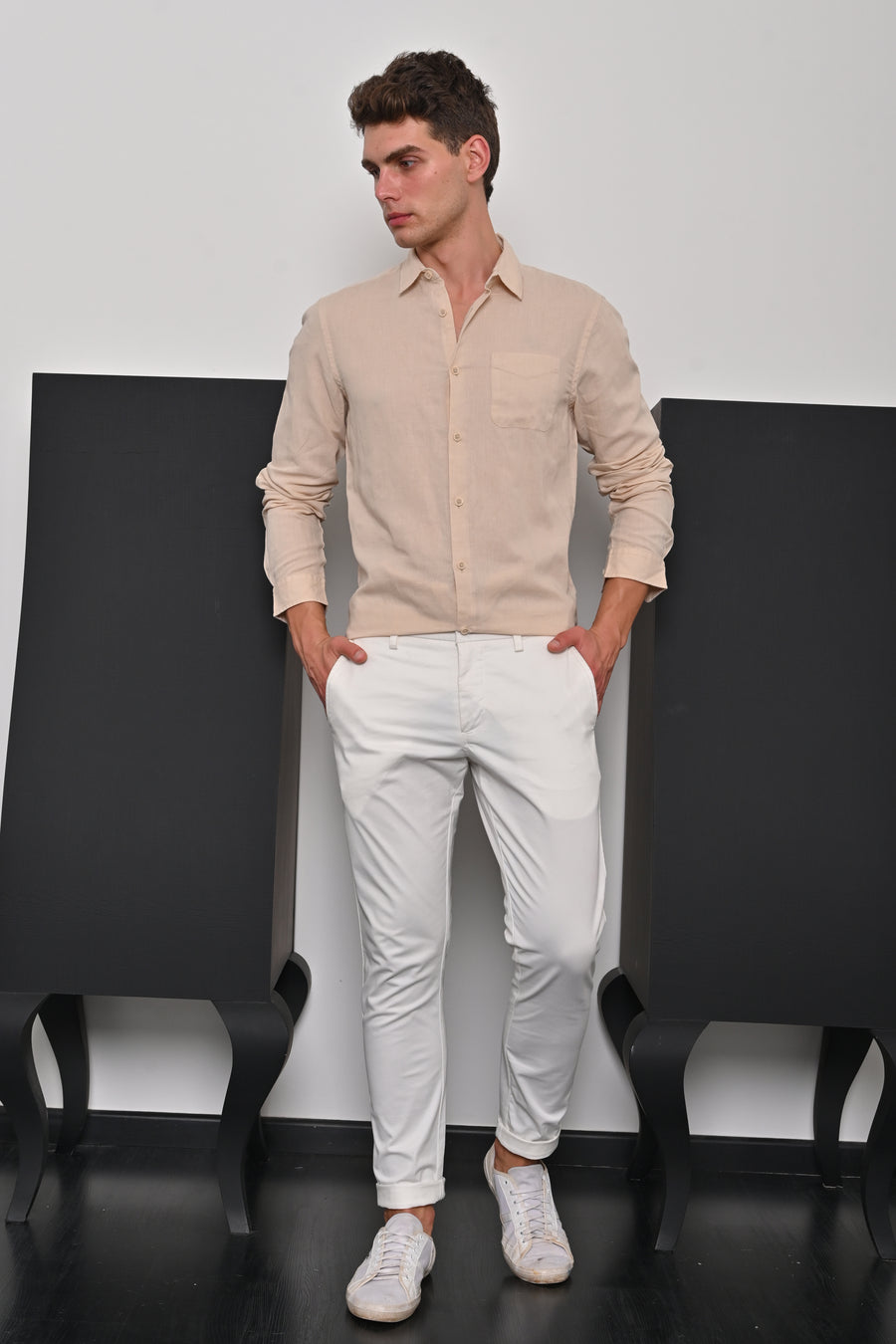 Champion - Cotton Linen Solid Shirt - Beige