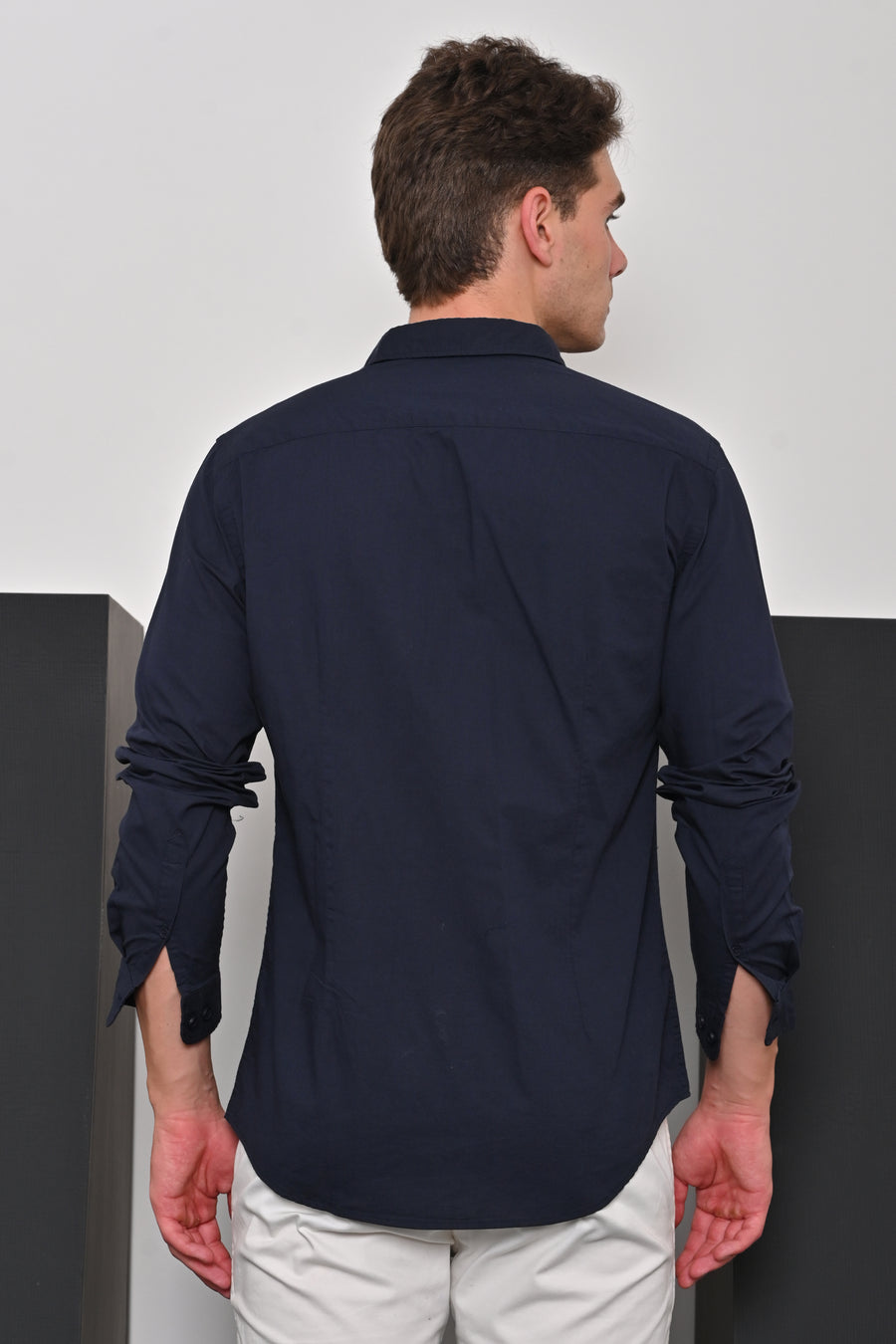 Ruby - Textured Solid Kurta Shirt - Navy