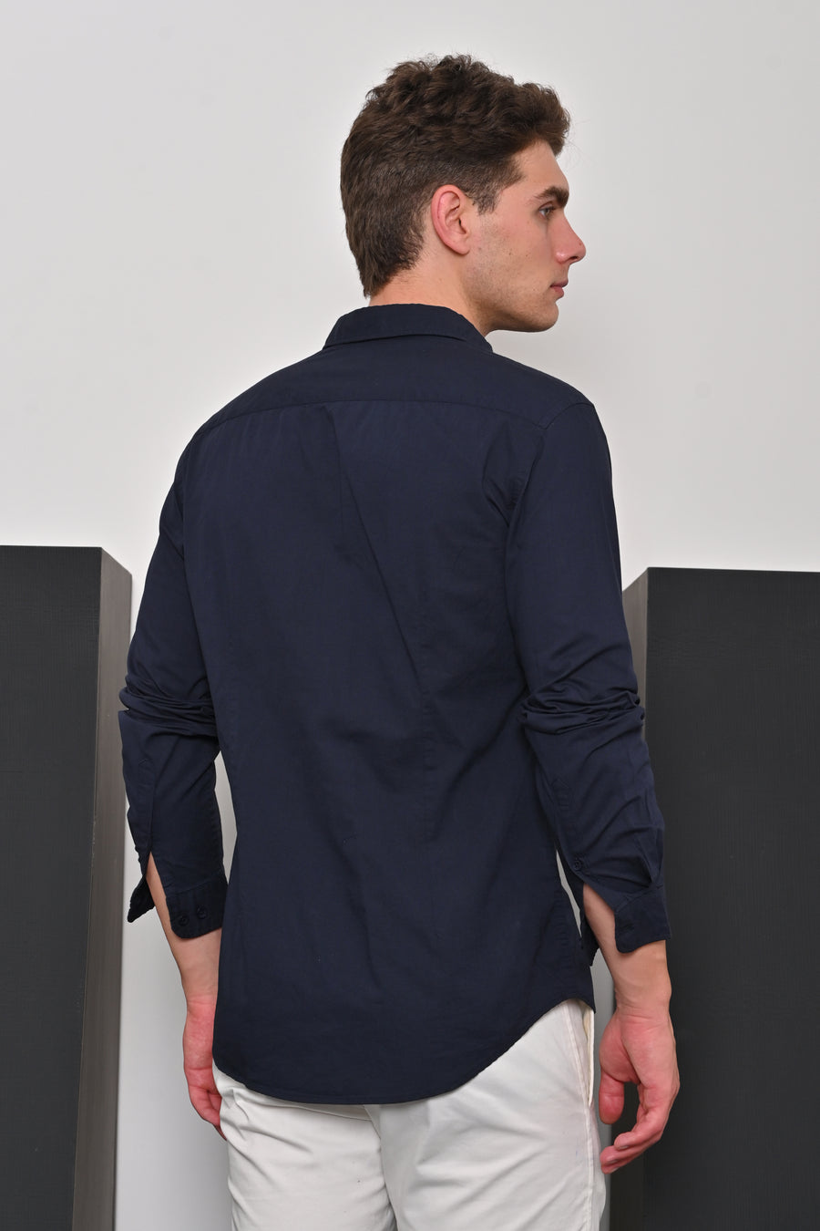 Ruby - Textured Solid Kurta Shirt - Navy