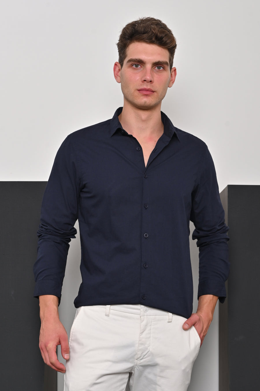 Prime - Finest Giza Cotton Solid Shirt - Navy