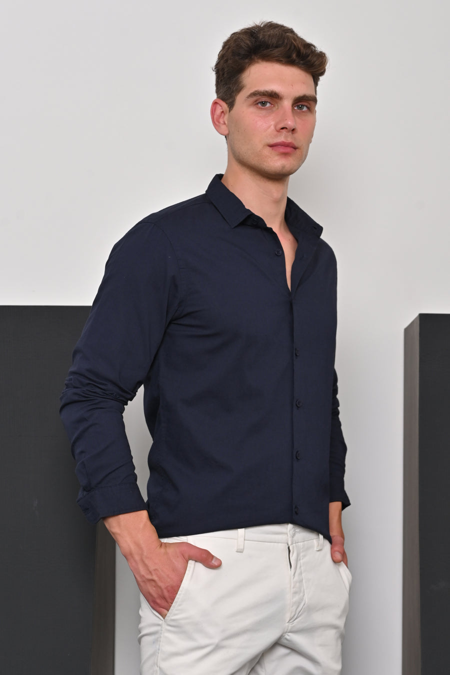 Prime - Finest Giza Cotton Solid Shirt - Navy