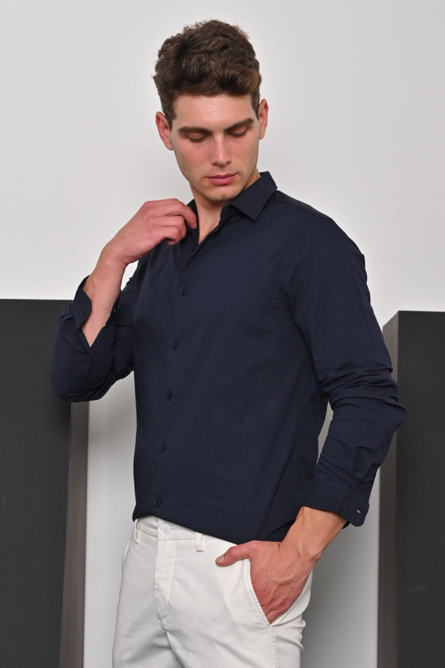 Prime - Finest Giza Cotton Solid Shirt - Navy