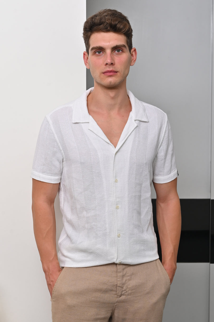 Khalil - Cotton Dobby Solid Shirt - White