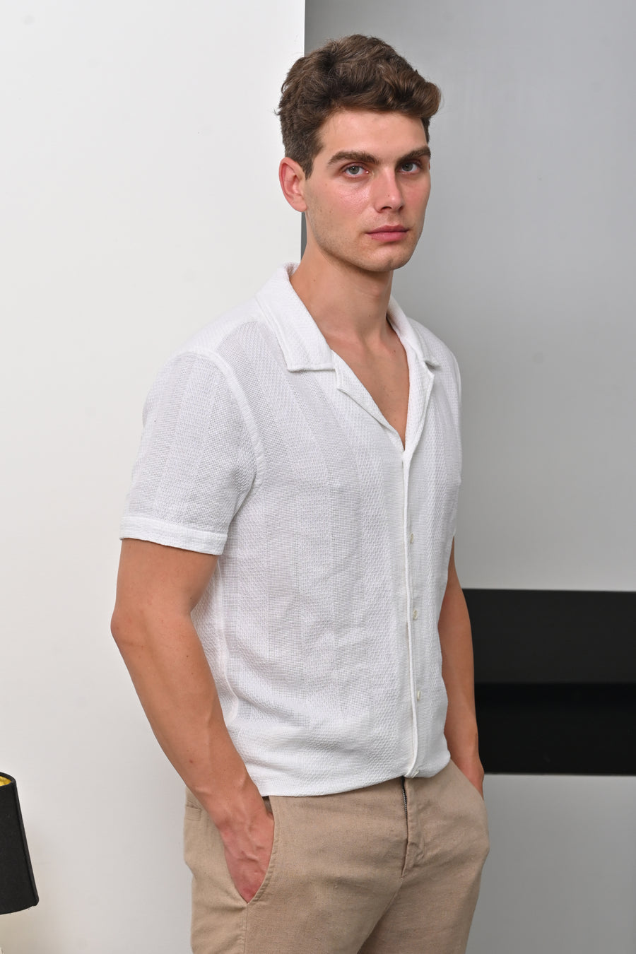 Khalil - Cotton Dobby Solid Shirt - White