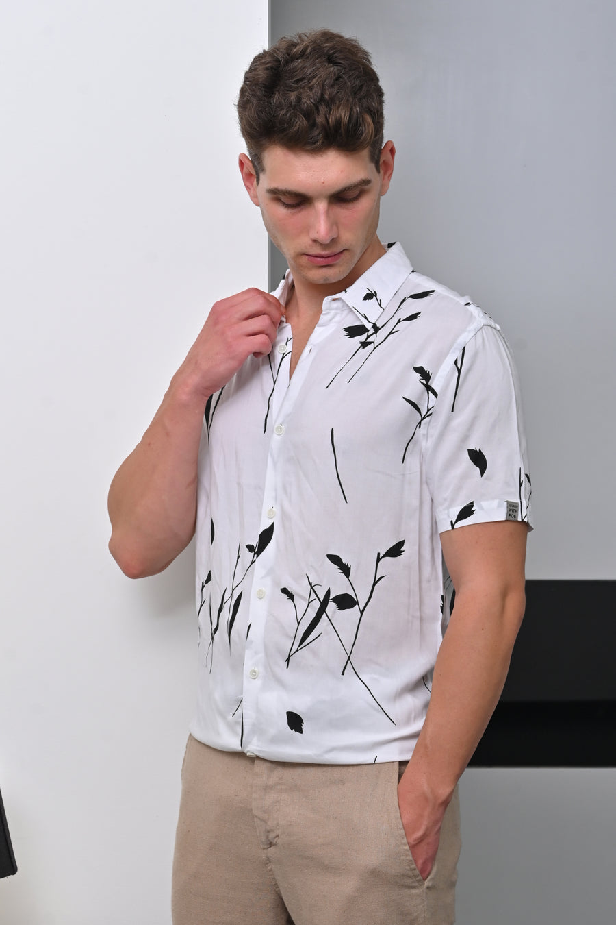 Canis - Viscose Printed Shirt - White