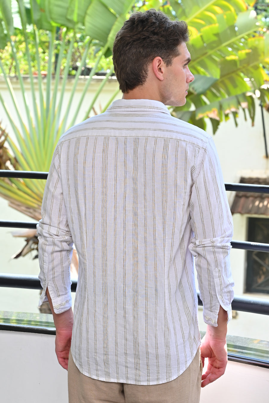 Hub - Linen Striped Shirt - Beige