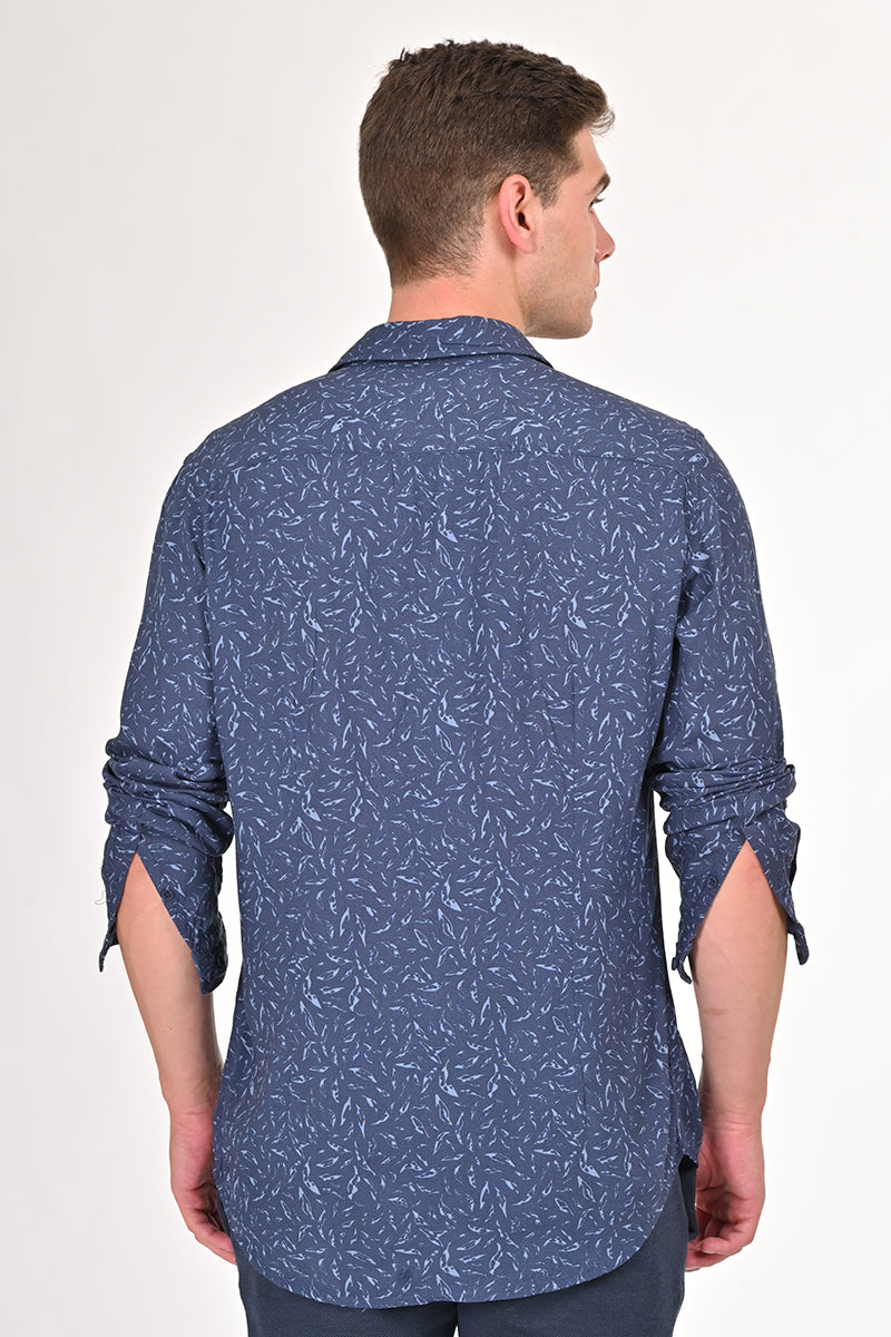 Daphne - Viscose Printed Shirt - Navy