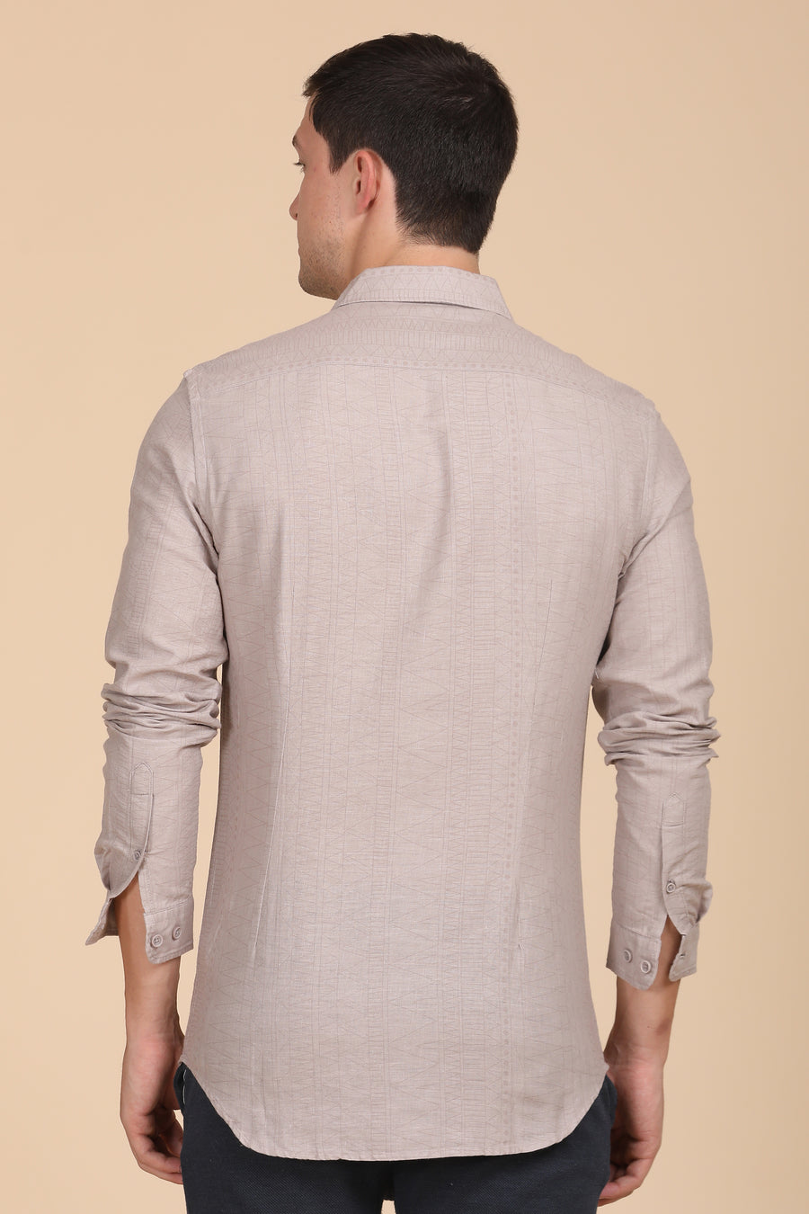 Silas - Cotton Prinetd Shirt - Sand