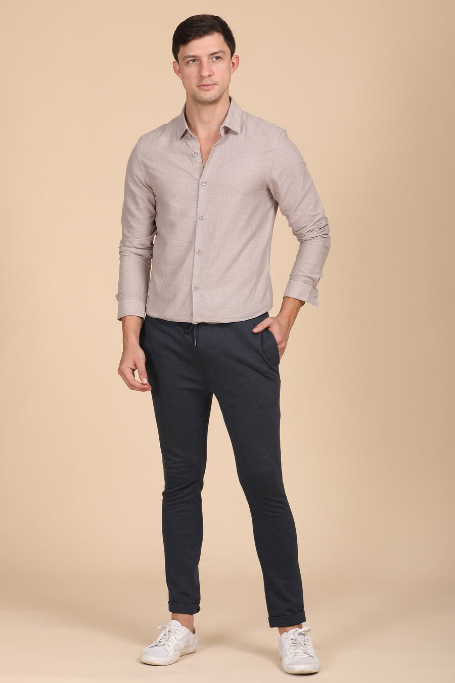 Silas - Cotton Prinetd Shirt - Sand