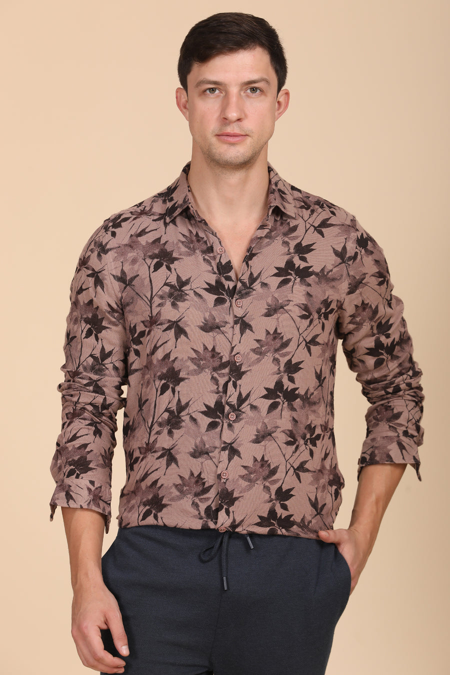 Woody - Double Layered Printed Shirt - Brown