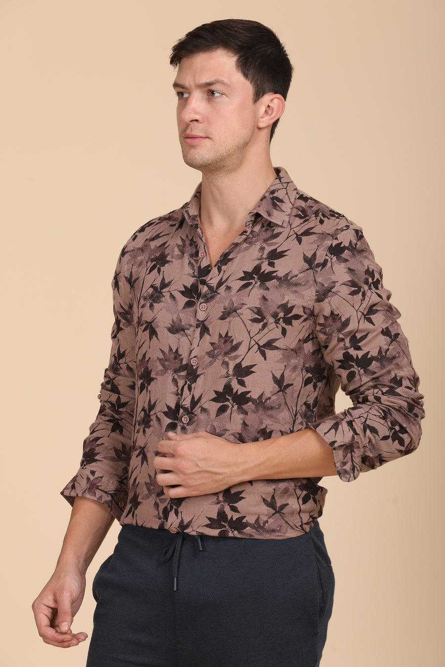 Woody - Double Layered Printed Shirt - Brown