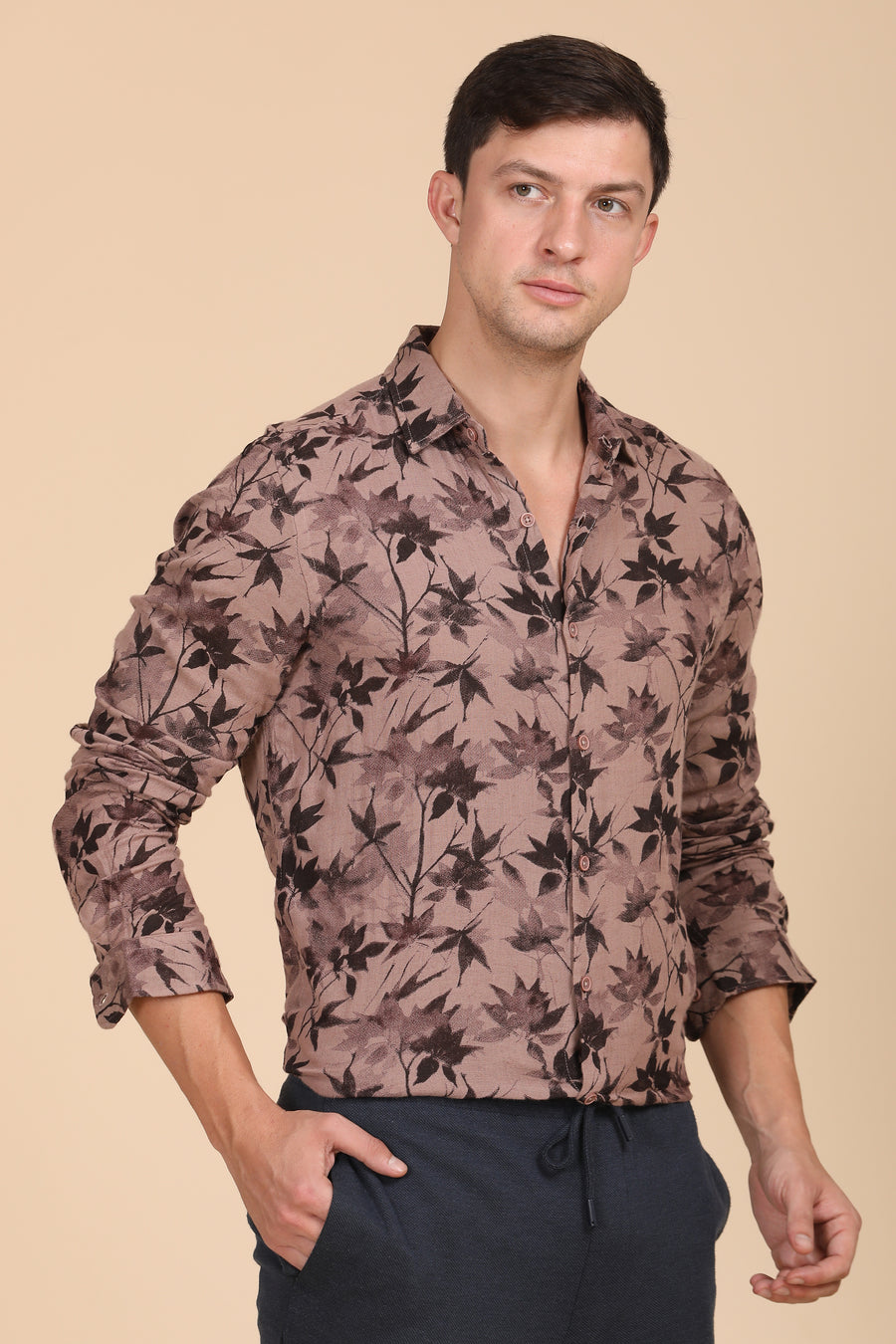 Woody - Double Layered Printed Shirt - Brown