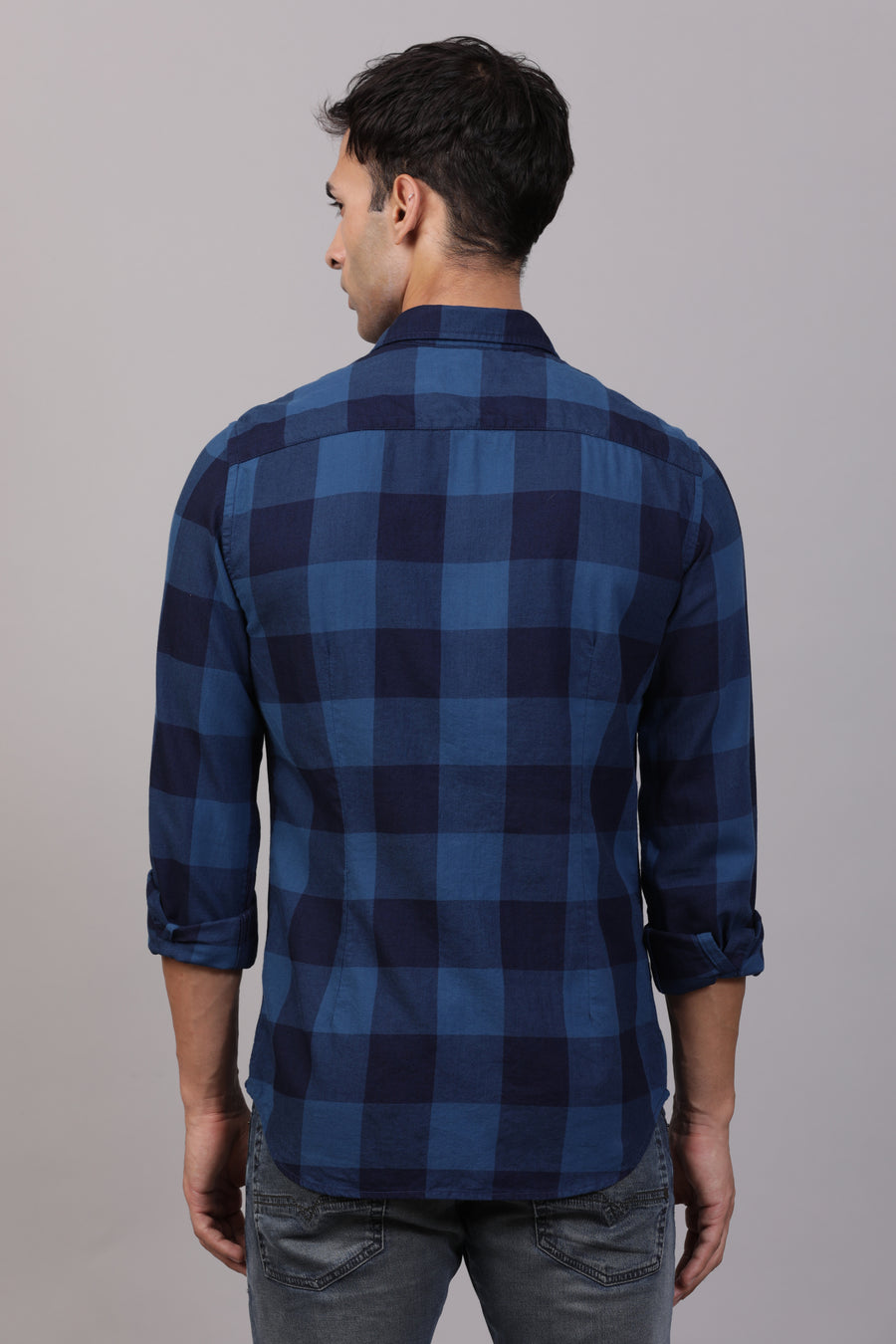 Blog - Printed Check Shirt - Blue