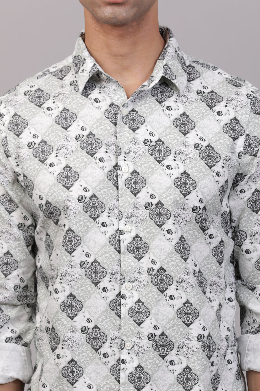 Leon - Dobby Printed Shirt - Pista