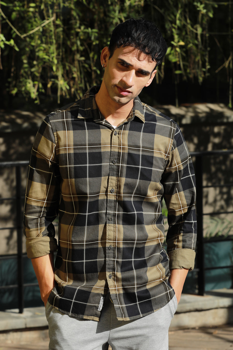 Cropy - Twill Check Shirt - Olive