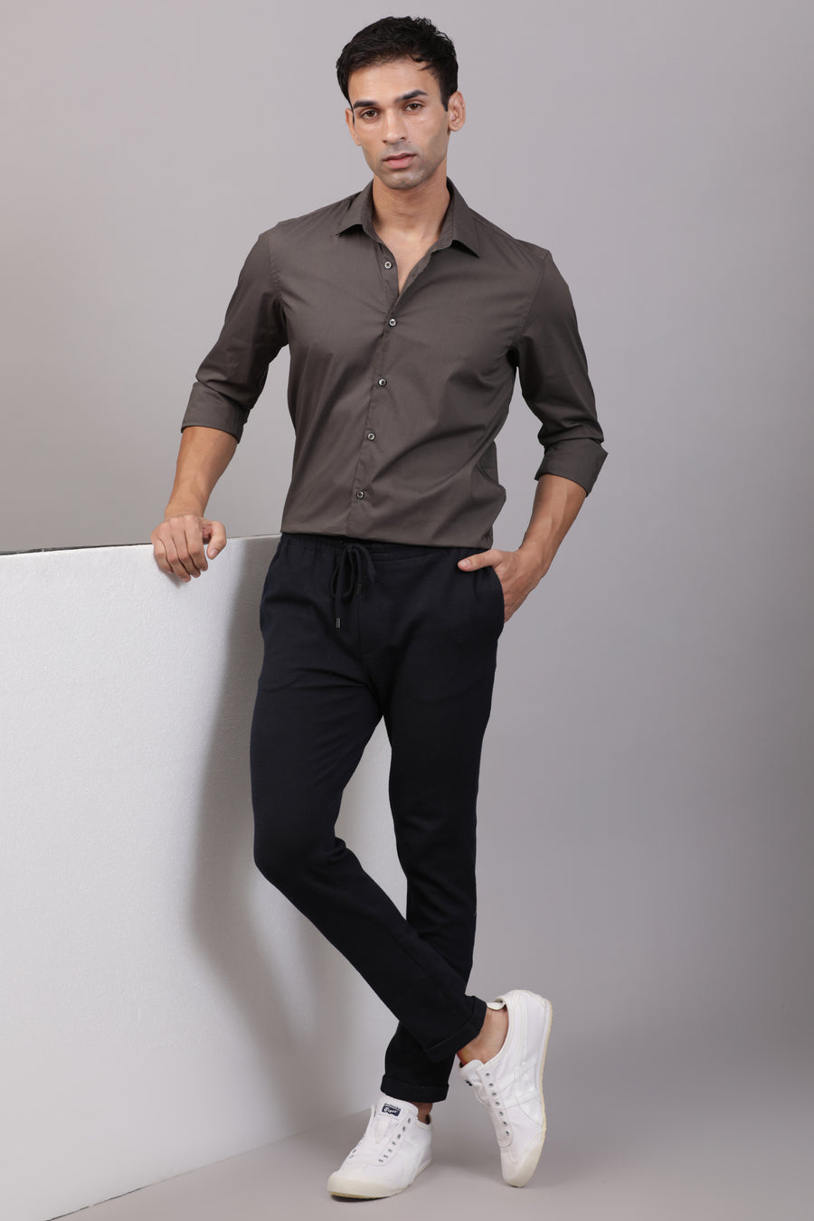 Victor - Satin Solid Shirt - Grey