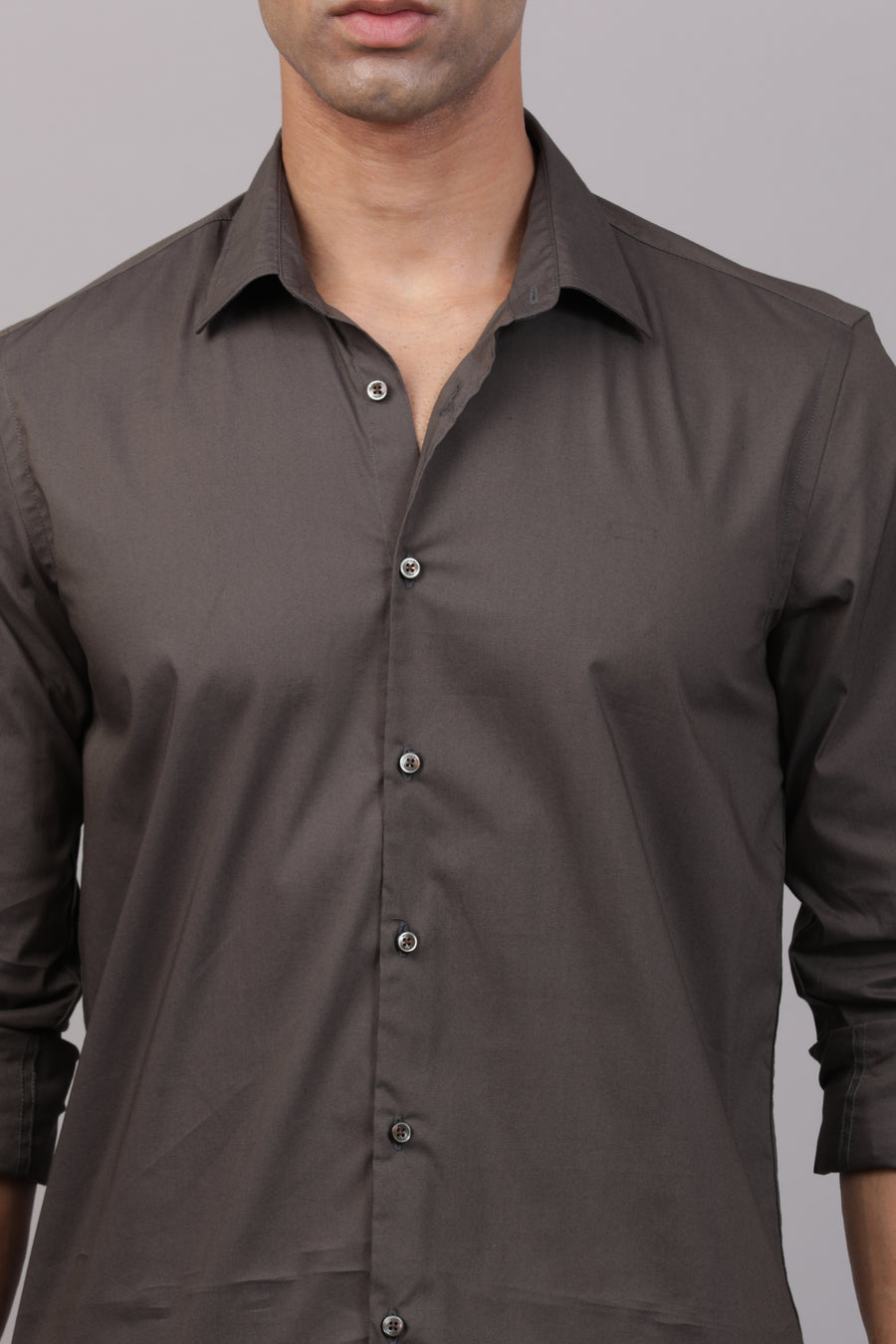 Victor - Satin Solid Shirt - Grey