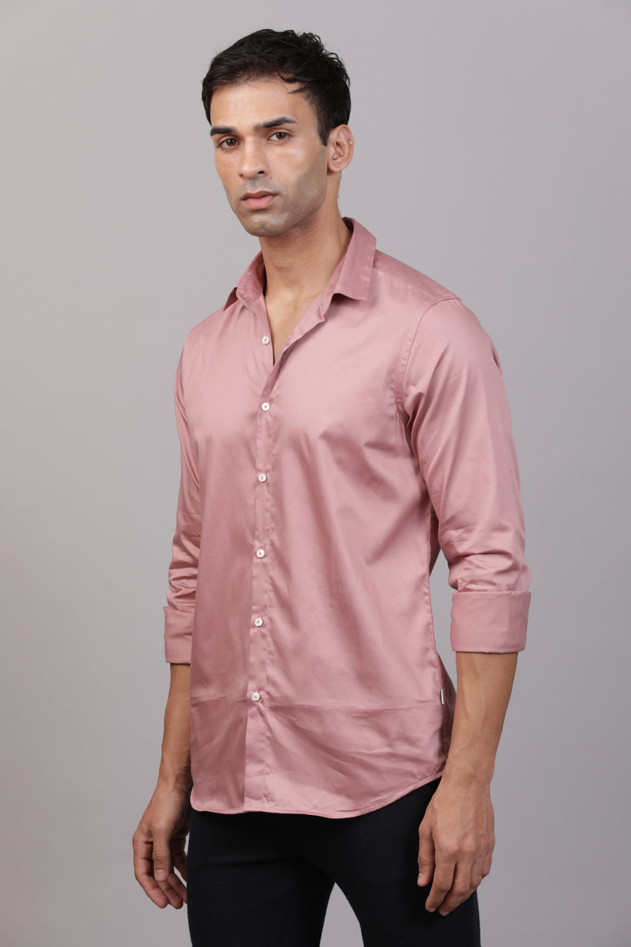 Serbo - Satin Solid Shirt - Lilac
