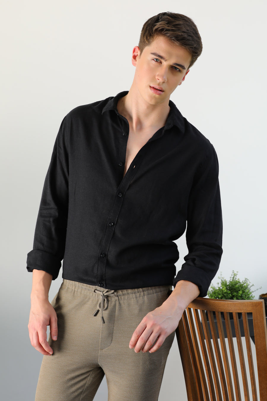 Plaza - Linen Cotton Shirt - Black