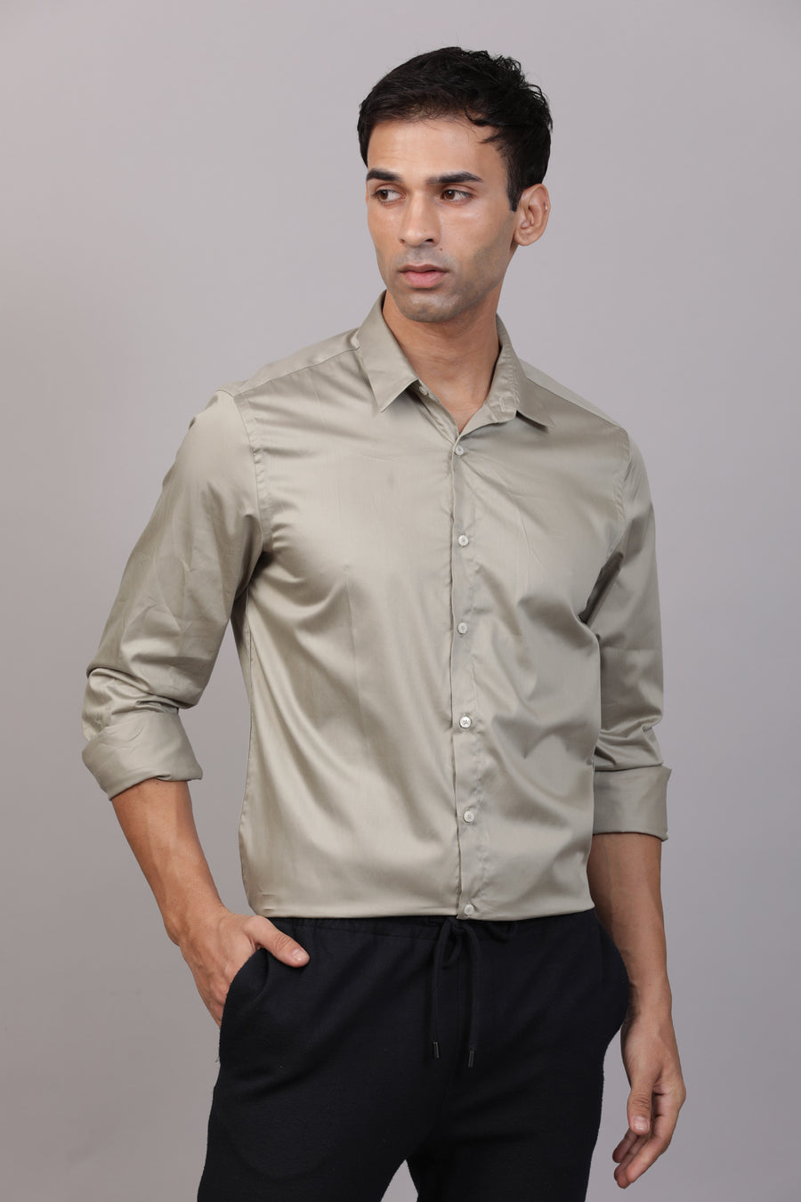 Serbo - Satin Solid Shirt - Pista