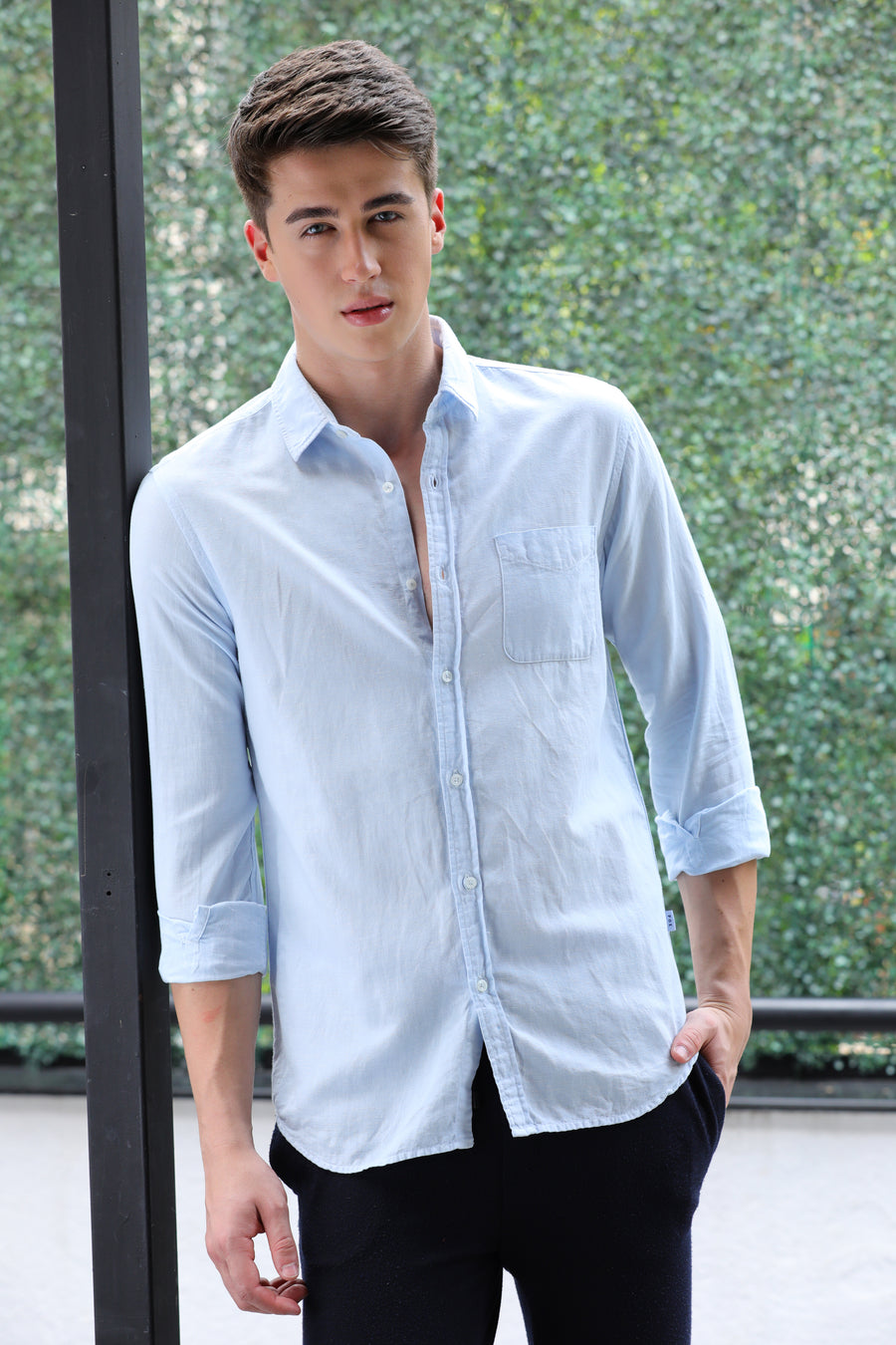 Asian - Linen Cotton Shirt - Sky